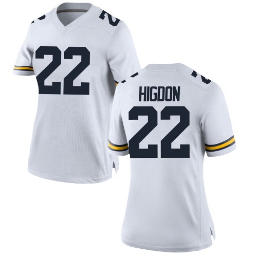 Karan Higdon Michigan Wolverines Women's NCAA #22 White Game Brand Jordan College Stitched Football Jersey VTV7854AE